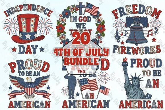4th of July Embroidery Patch Bundle PNG Review