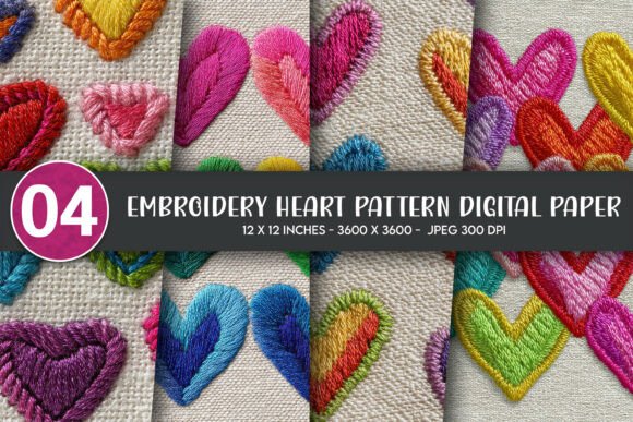 Embroidery Heart Pattern Digital Paper Review