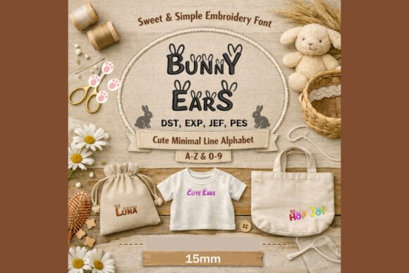 Minimal Line Bunny Ears Embroidery Font Review